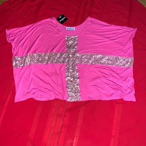 Fuchsia Gold Sequined Tunic Top